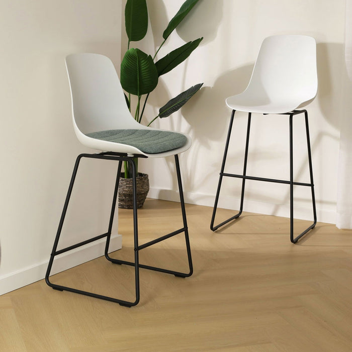 Nolon Nino-Liv Barkruk Wit - Zacht Groen Kussen - Zwart Frame - 65cm