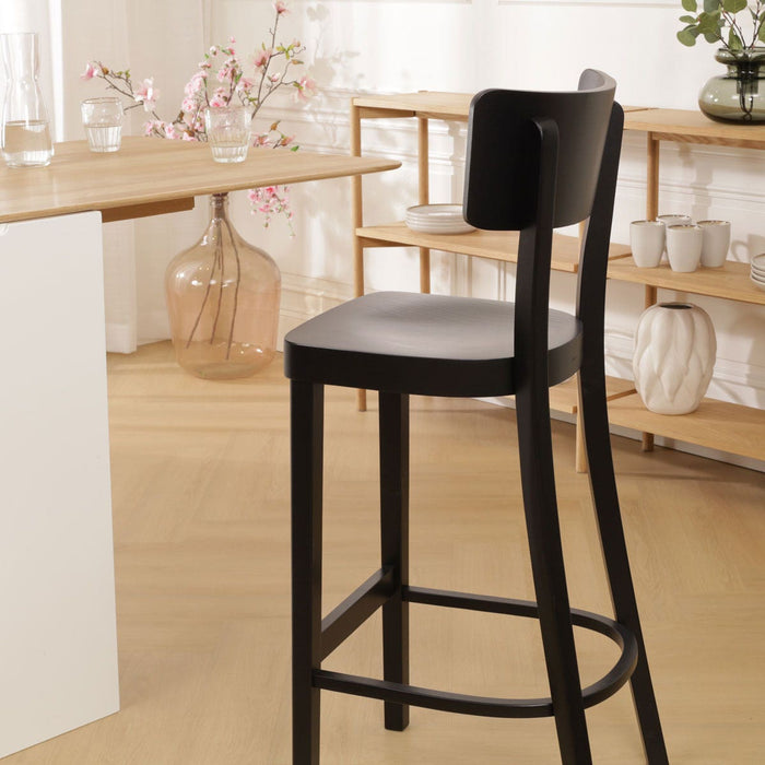 Fameg Felix houten barkruk zwart gebeitst - 75 cm