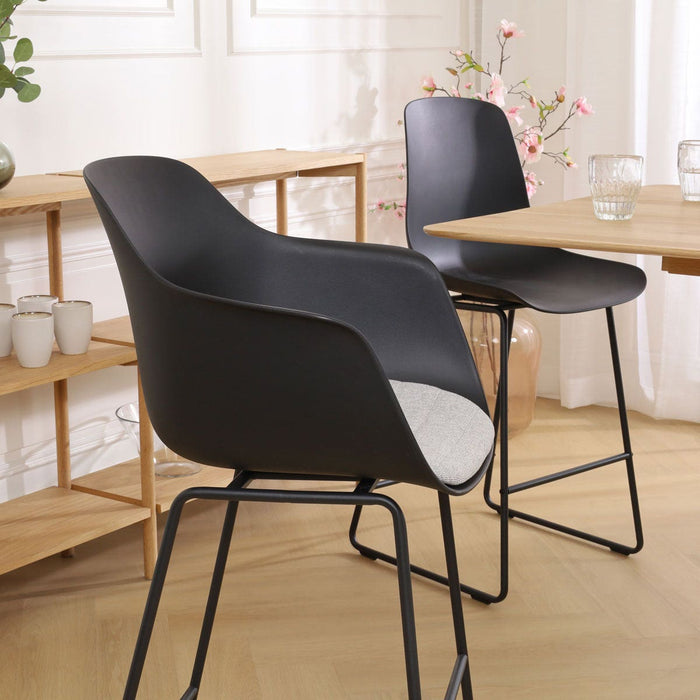 Nolon Nino-Liz Barkruk Zwart - Lichtgrijs Kussen - Zwart Frame - 75 cm