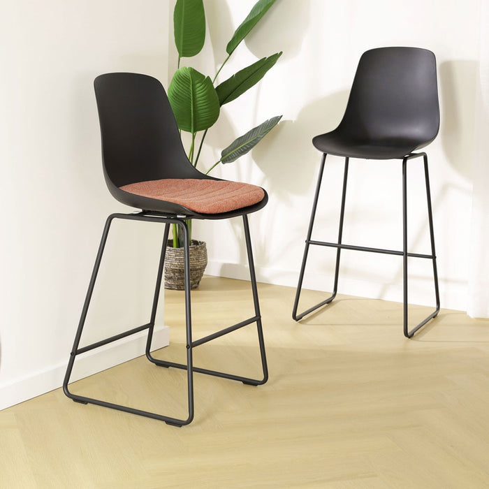 Nolon Nino-Liv Barkruk Zwart - Terracotta Kussen - Zwart Frame - 75 cm