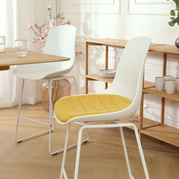 Nolon Nino-Liv Barkruk Wit - Okergeel Kussen - Wit Frame - 65cm