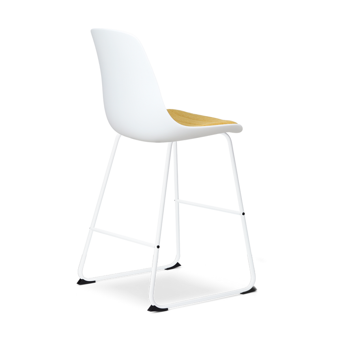 Nolon Nino-Liv Barkruk Wit - Okergeel Kussen - Wit Frame - 65cm