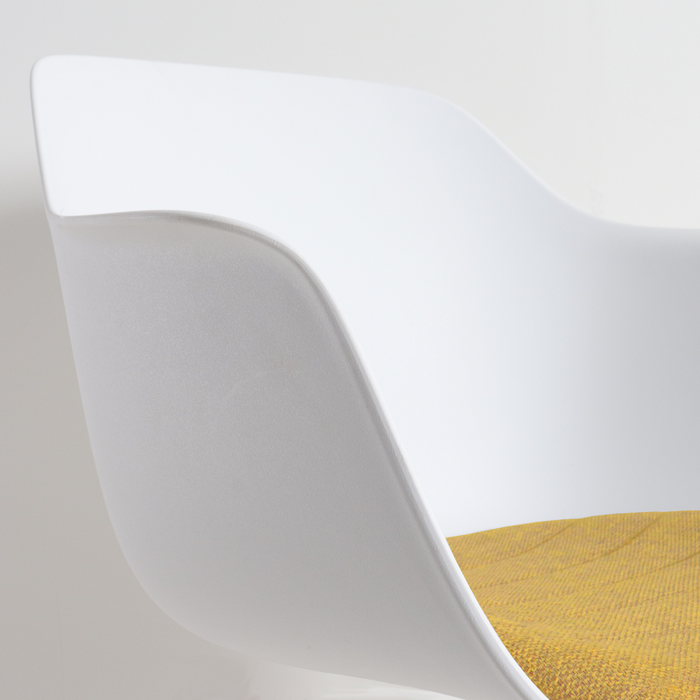 Nolon Nino-Liz Barkruk Wit - Okergeel Kussen - Zwart Frame - 75 cm