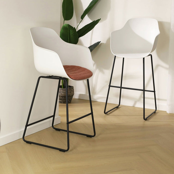 Nolon Nino-Liz Barkruk Wit - Terracotta Kussen - Zwart Frame - 65 cm