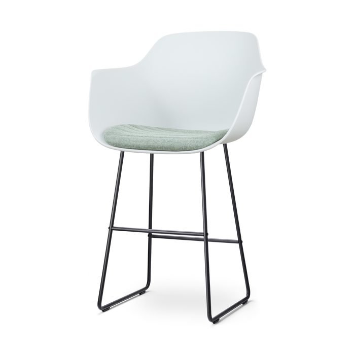 Nolon Nino-Liz Barkruk Wit - Zacht Groen Kussen - Zwart Frame - 75 cm