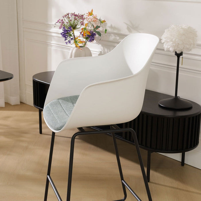 Nolon Nino-Liz Barkruk Wit - Zacht Groen Kussen - Zwart Frame - 75 cm