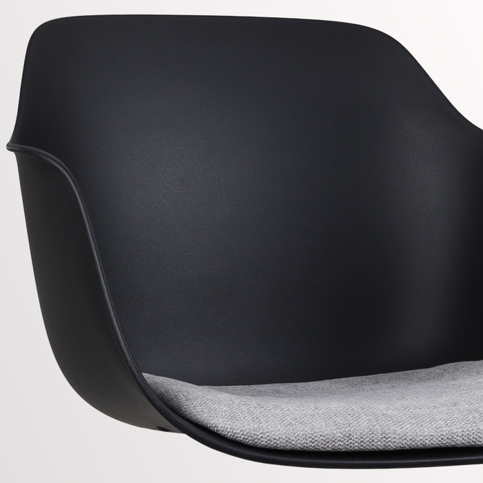 Nolon Nino-Liz Barkruk Zwart - Lichtgrijs Kussen - Zwart Frame - 65 cm