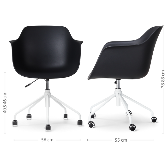 Nolon Nout-Puk Bureaustoel Zwart - met Armleuning - Wit Onderstel