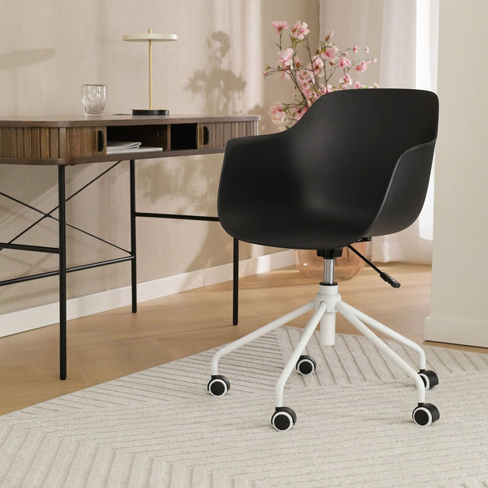 Nolon Nout-Puk Bureaustoel Zwart - met Armleuning - Wit Onderstel