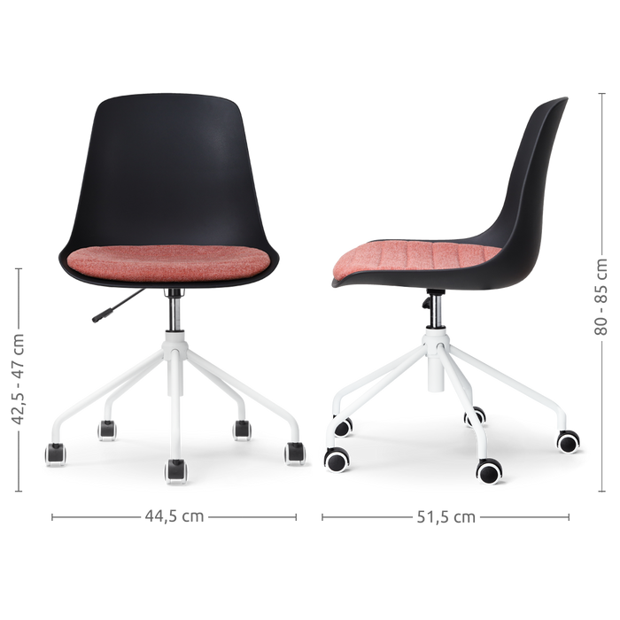 Nolon Nout-Liv Bureaustoel Zwart - Terracotta Kussen - Wit Onderstel