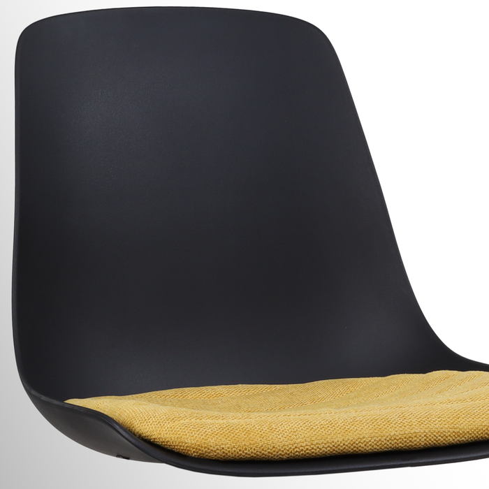 Nolon Nino-Liv Barkruk Zwart - Okergeel Kussen - Zwart Frame - 75 cm