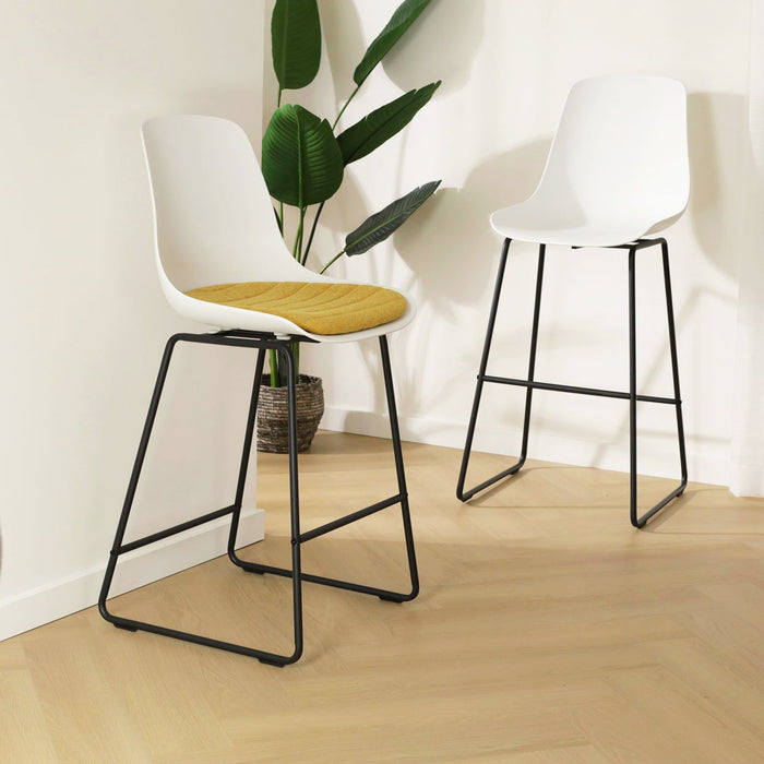 Nolon Nino-Liv Barkruk Wit - Okergeel Kussen - Zwart Frame - 75 cm