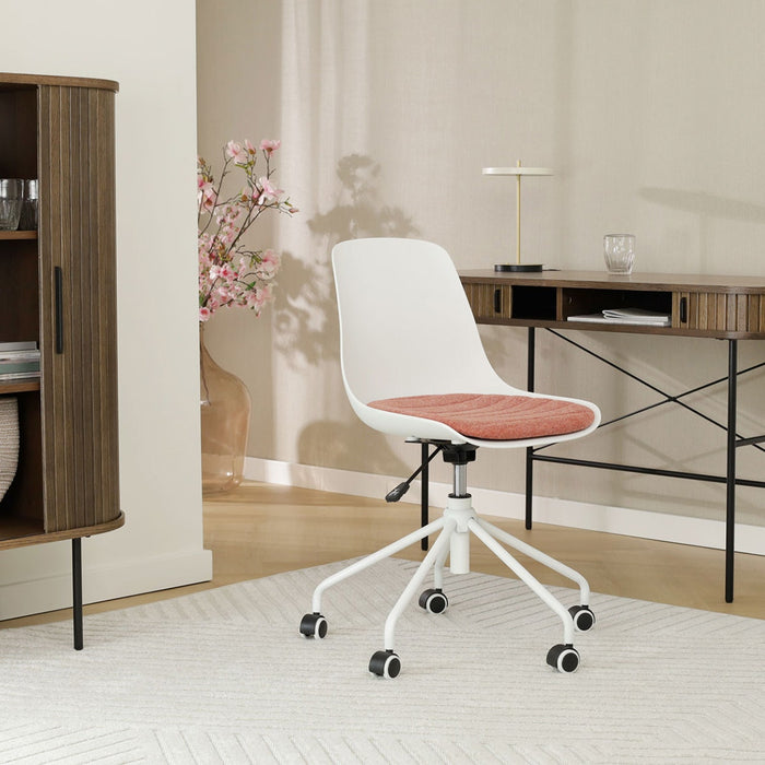 Nolon Nout-Liv Bureaustoel Wit - Terracotta Kussen - Wit Onderstel