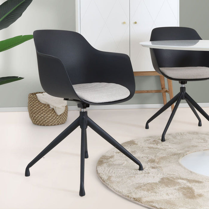 Nolon Nola-Liz Eetkamerstoel Zwart - Beige - Draaibaar - Zwart