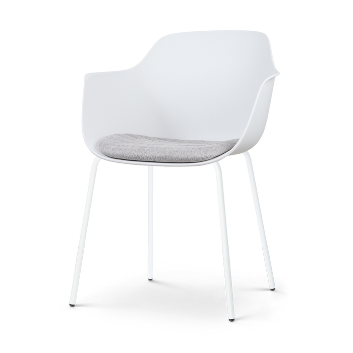 Nolon Nora-Liz Eetkamerstoel Wit - Lichtgrijs Kussen - Witte Poten