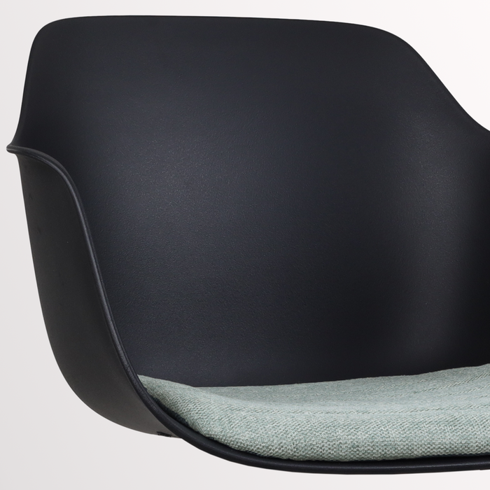 Nolon Nout-Liz Bureaustoel Zwart - Zacht Groen Kussen - Wit Onderstel