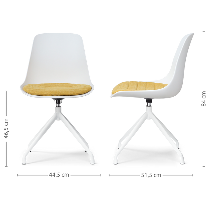 Nolon Nola-Liv Eetkamerstoel Wit - Okergeel - Draaibaar - Wit
