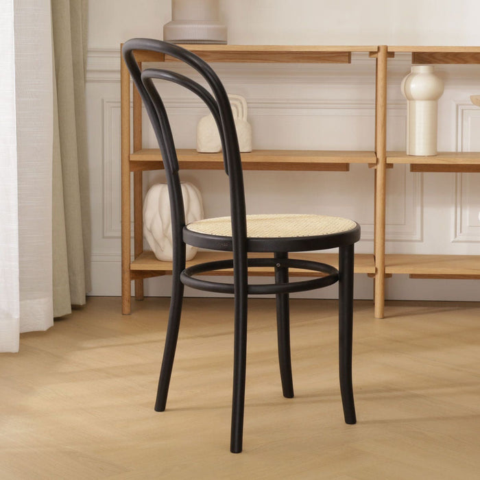 Fameg Vienna Thonet No.14 Houten Bistrostoel Zwart - Rotan Zitting