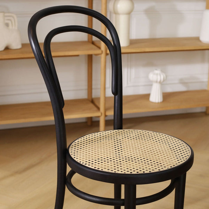 Fameg Vienna Thonet No.14 Houten Bistrostoel Zwart - Rotan Zitting