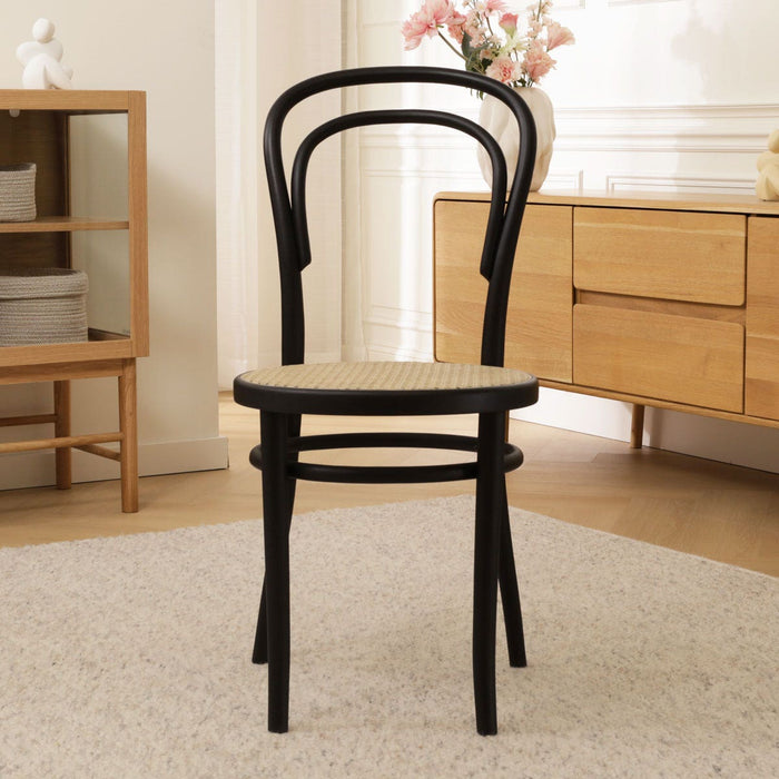 Fameg Vienna Thonet No.14 Houten Bistrostoel Zwart - Rotan Zitting