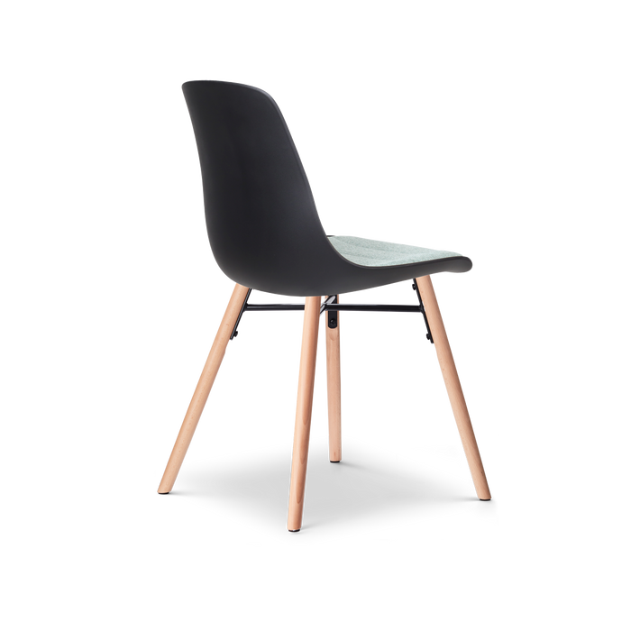 Nolon Nena-Liv Eetkamerstoel Zwart - Zacht Groen Kussen - Houten Poten