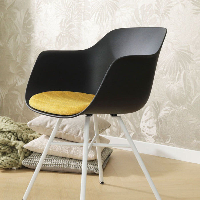Nolon Noa-Liz Eetkamerstoel Zwart - Okergeel Kussen - Witte Poten