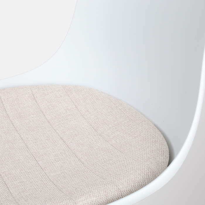 Nolon Nout-Liv Bureaustoel Wit - Beige Kussen - Wit Onderstel