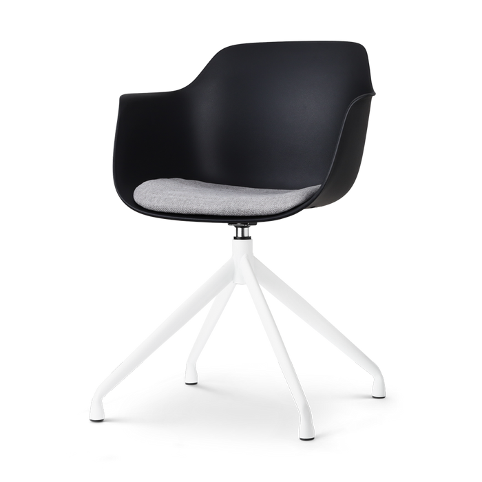 Nolon Nola-Liz Eetkamerstoel Zwart - Lichtgrijs - Draaibaar - Wit