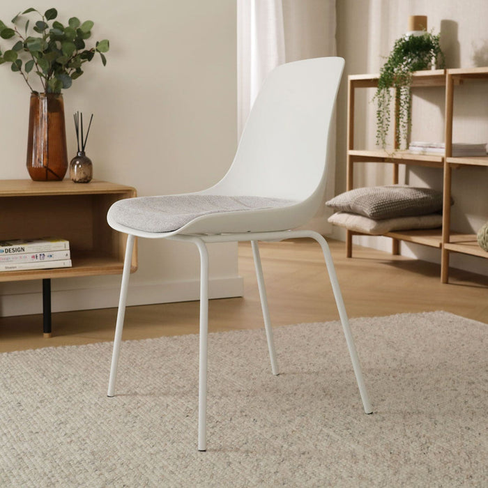 Nolon Nora-Liv Eetkamerstoel Wit - Lichtgrijs Kussen - Witte Poten