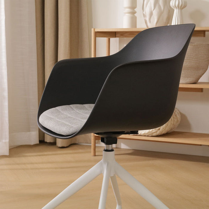 Nolon Nola-Liz Eetkamerstoel Zwart - Lichtgrijs - Draaibaar - Wit