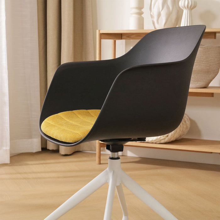 Nolon Nola-Liz Eetkamerstoel Zwart - Okergeel - Draaibaar - Wit
