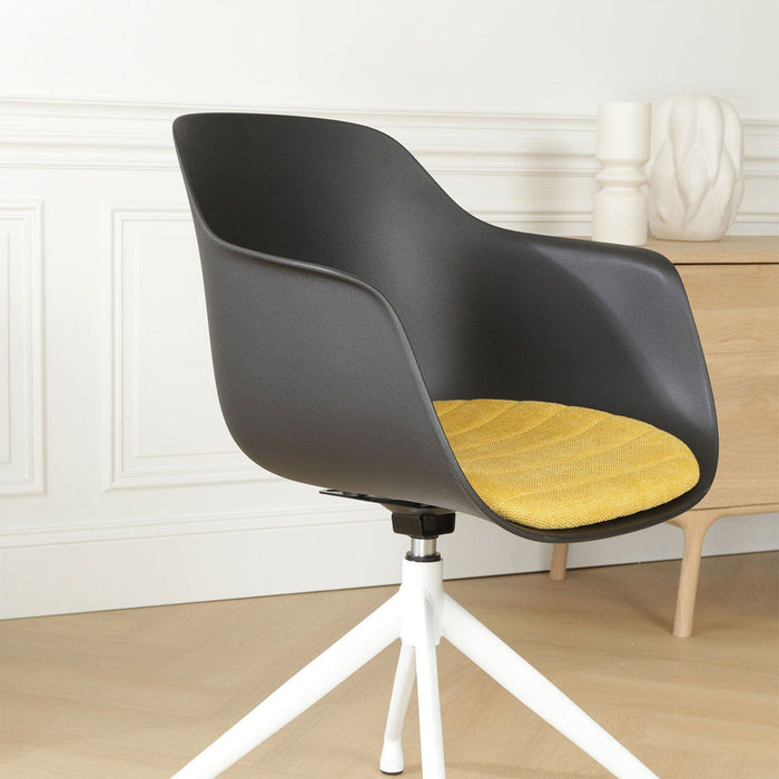 Nolon Nola-Liz Eetkamerstoel Zwart - Okergeel - Draaibaar - Wit