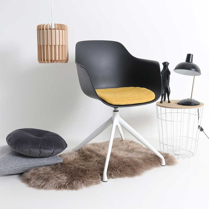 Nolon Nola-Liz Eetkamerstoel Zwart - Okergeel - Draaibaar - Wit