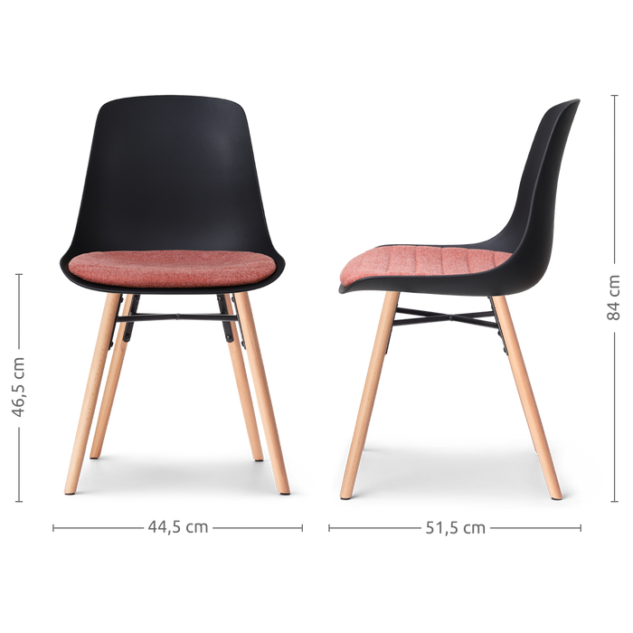 Nolon Nena-Liv Eetkamerstoel Zwart - Terracotta Kussen - Houten Poten