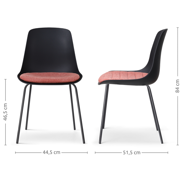 Nolon Nora-Liv Eetkamerstoel Zwart - Terracotta Kussen - Zwarte Poten