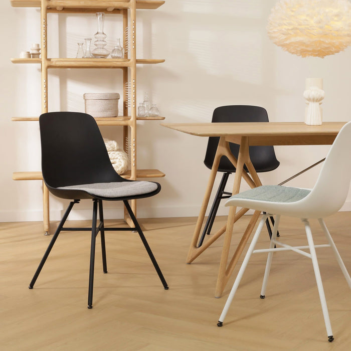 Nolon Noa-Liv Eetkamerstoel Wit - Zacht Groen Kussen - Zwart Onderstel