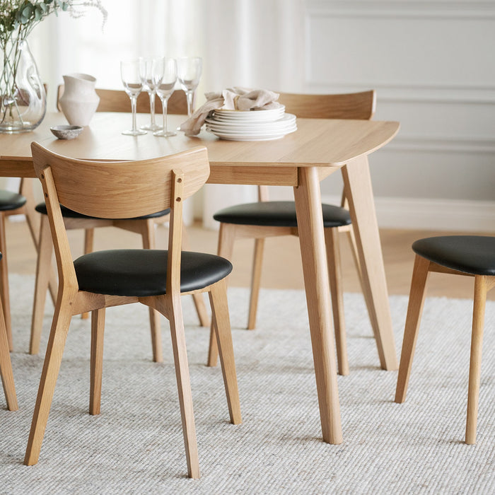 Rowico Home Ami Eikenhouten Eetkamerstoel Naturel - Zwart Zitkussen