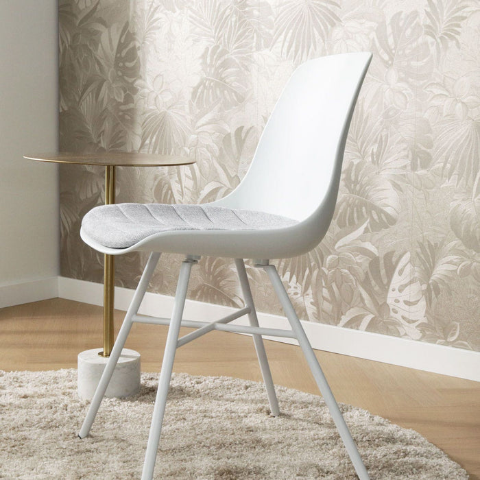 Nolon Noa-Liv Eetkamerstoel Wit - Lichtgrijs Kussen - Wit Onderstel