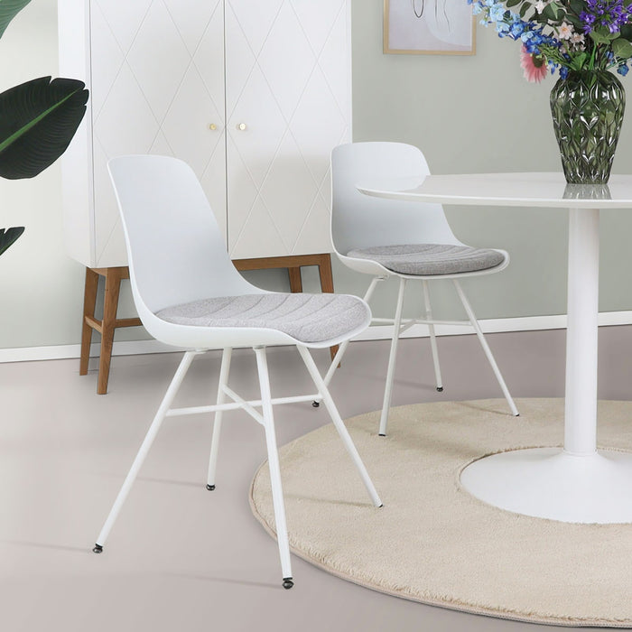 Nolon Noa-Liv Eetkamerstoel Wit - Lichtgrijs Kussen - Wit Onderstel