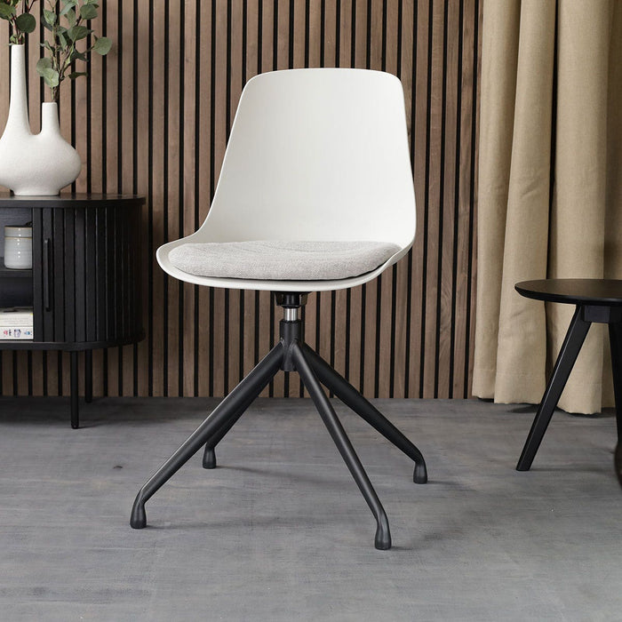 Nolon Nola-Liv Eetkamerstoel Wit - Lichtgrijs - Draaibaar - Zwart