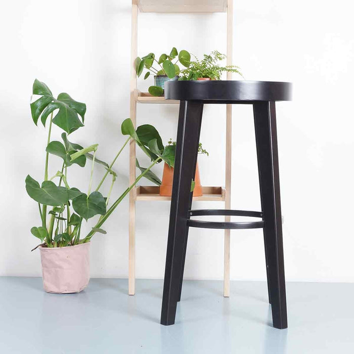 Fameg Fico houten barkruk zwart gebeitst - 75 cm