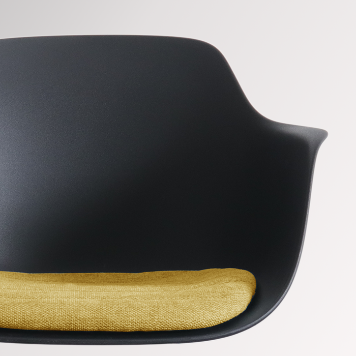 Nolon Nora-Liz Eetkamerstoel Zwart - Okergeel Kussen - Witte Poten