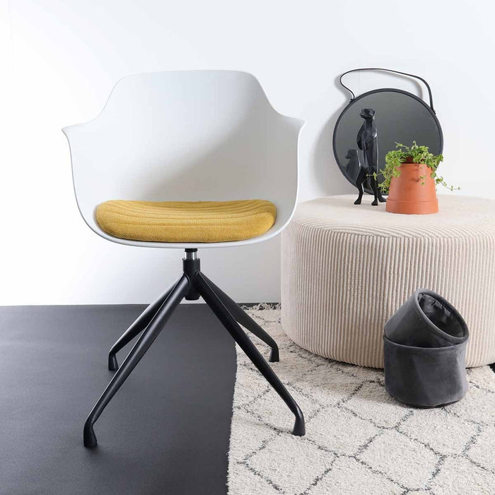 Nolon Nola-Liz Eetkamerstoel Wit - Okergeel - Draaibaar - Zwart