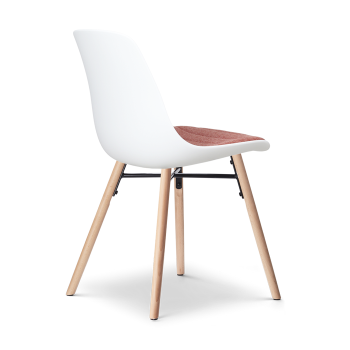 Nolon Nena-Liv Eetkamerstoel Wit - Terracotta Kussen - Houten Poten