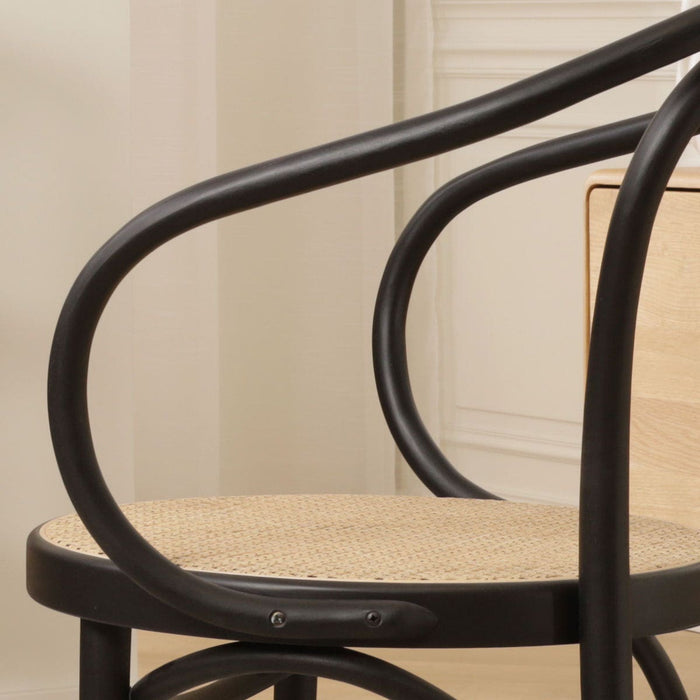 Fameg Venice No. 9 Eetkamerstoel Zwart - Armleuning - Rotan Zitting