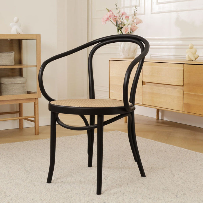 Fameg Venice No. 9 Eetkamerstoel Zwart - Armleuning - Rotan Zitting
