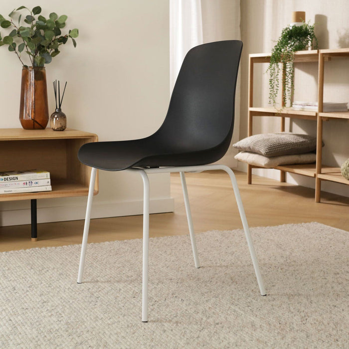 Nolon Nora-Pip Eetkamerstoel Zwart - Kunststof - Wit Onderstel