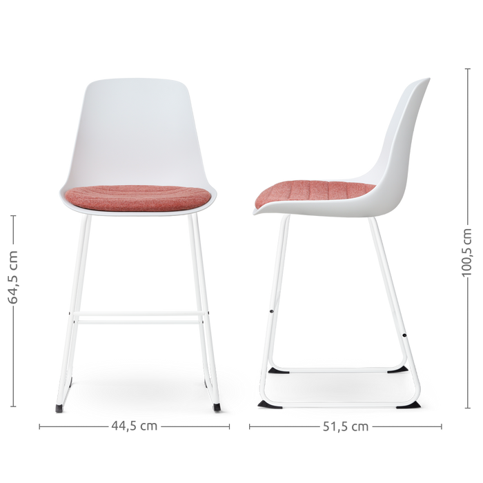 Nolon Nino-Liv Barkruk Wit - Terracotta Kussen - Wit Frame - 65cm