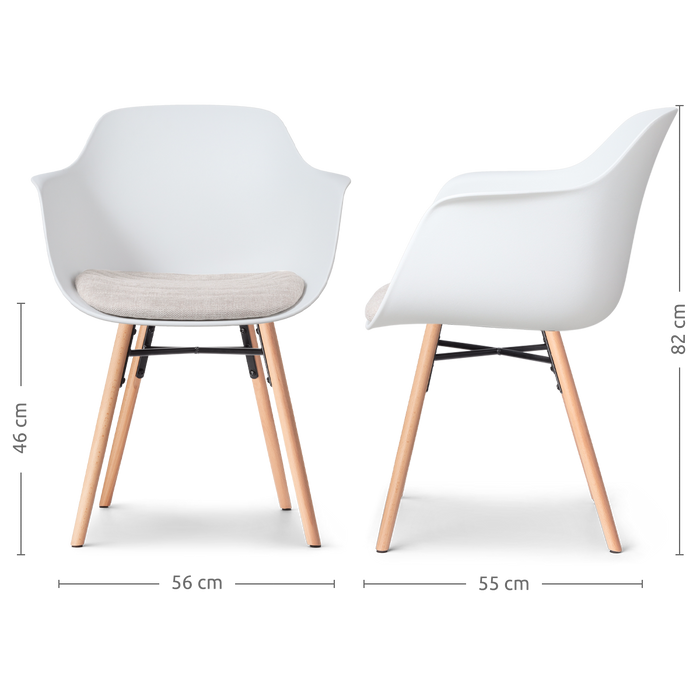 Nolon Nena-Liz Eetkamerstoel Wit - Armleuning - Beige Kussen