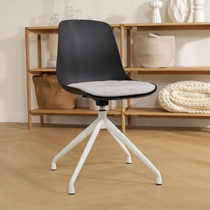 Nolon Nola-Liv Eetkamerstoel Zwart - Lichtgrijs - Draaibaar - Wit
